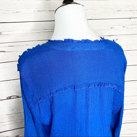 Zac & Rachel Blue Lightweight Button Up Shirt Size Large - Picture 4 of 10